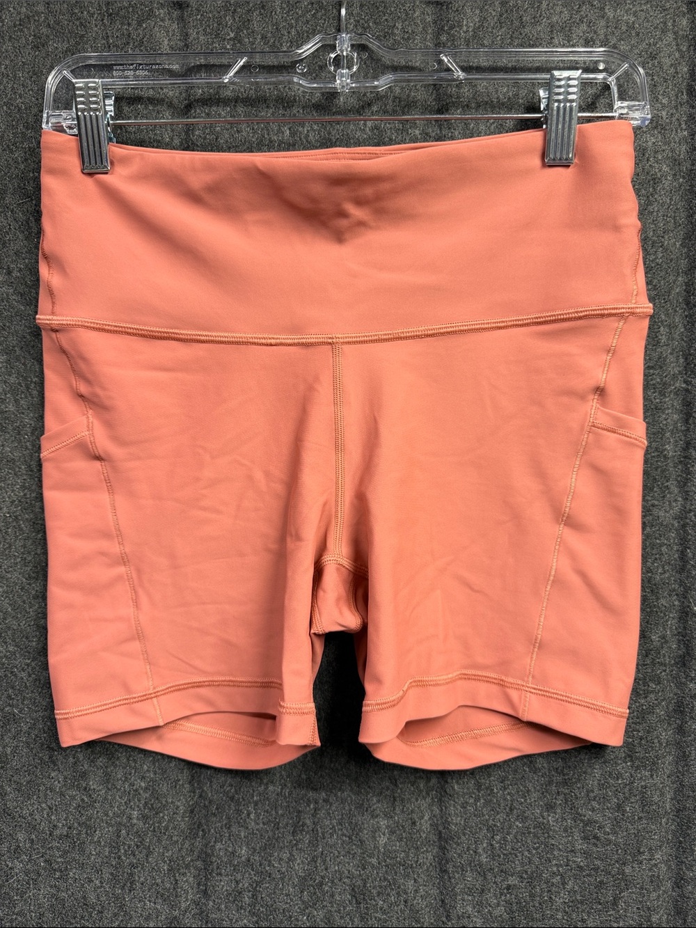Athleta Coral-Peach High-Rise Bike Shorts